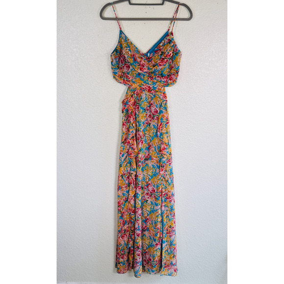 ASTR The Label Dress Womens Small Floral Side Cutout Tropical Cottagecore Boho - Picture 1 of 12